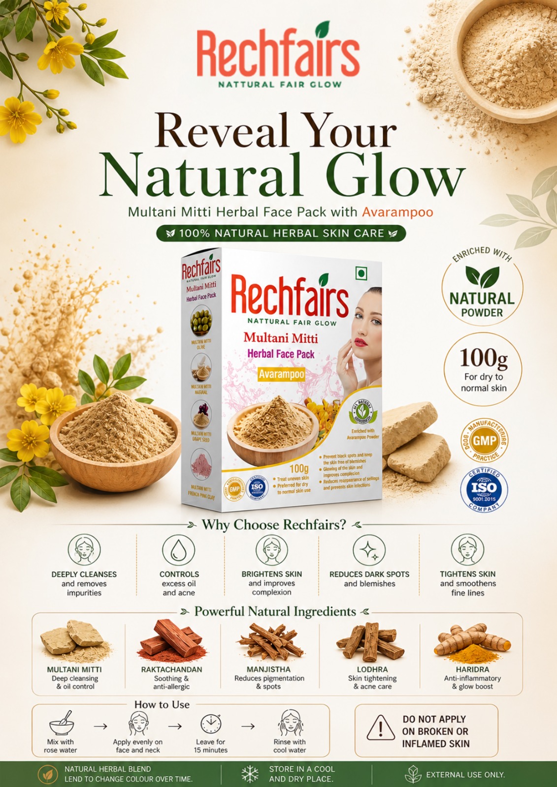 Multani Mitti Face Pack with Avarampoo